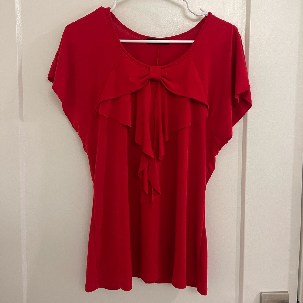 Vintage Romantic‎ Y2K Coquette Susan Lawrence Red Ruffle Bow Front Top